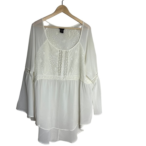 Torrid White BOHO Lace Flowy Long Sleeve Top Size: 2X - Picture 9 of 9